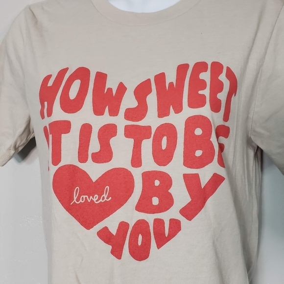 Bella Canvas Small Beige Short Sleeve Graphic Tee How Sweet It Is Valentine's - Picture 5 of 5